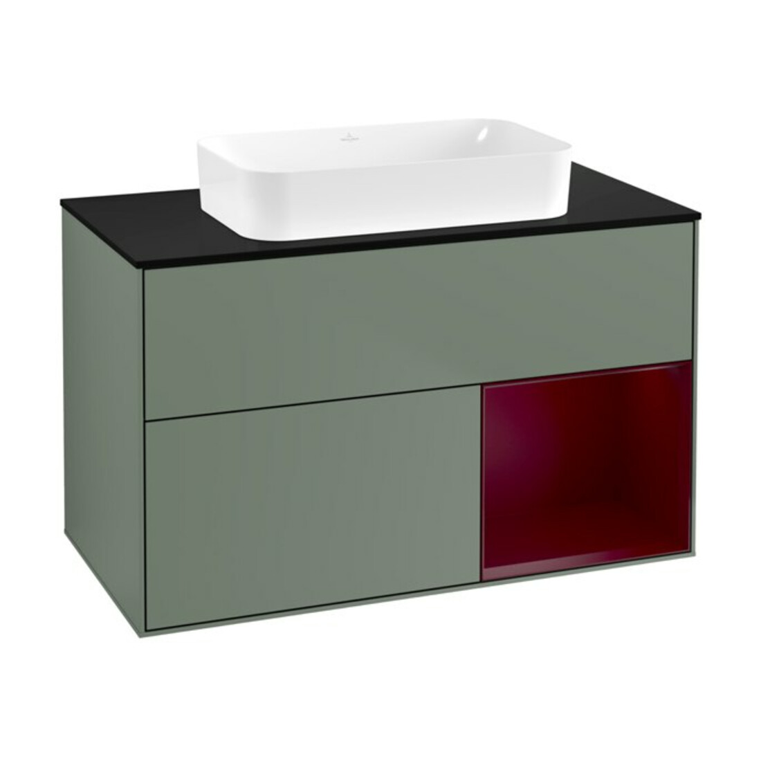 V&B Waschtischunterschrank Wandbeleuchtung Finion 100x60,3 cm, Reg re Peo, Oli. m Lacquer