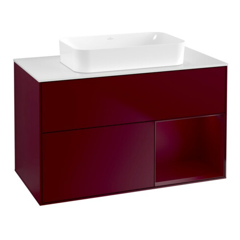 V&B Waschtischunterschrank Wandbeleuchtung Finion 100x60,3 cm, Reg re Peony, Peony Matt