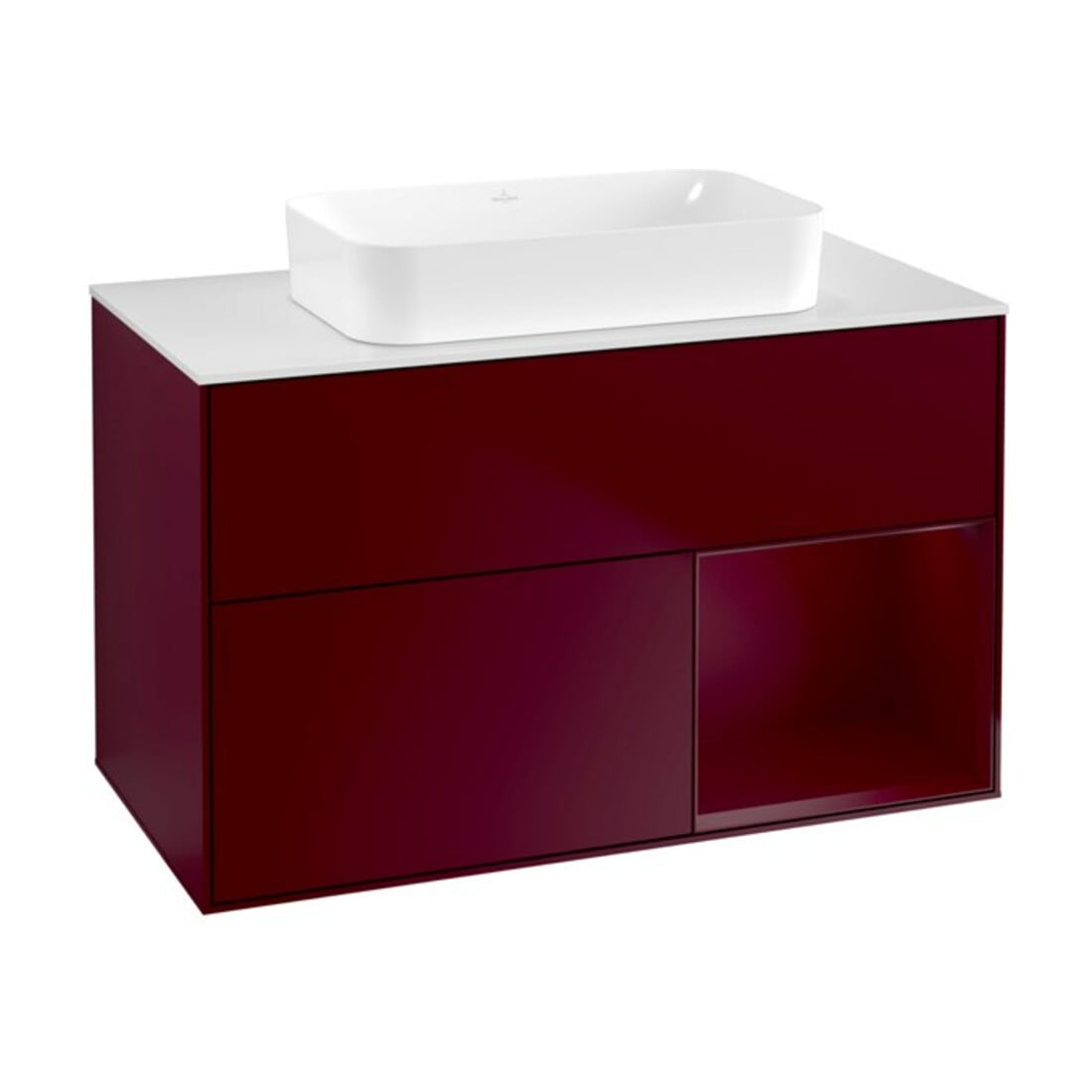 V&B Waschtischunterschrank Wandbeleuchtung Finion 100x60,3 cm, Reg re Peony, Peony Matt