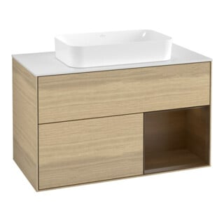 V&B Waschtischunterschrank Wandbeleuchtung Finion 100x60,3 cm, Reg re wal ven, Oak Veneer