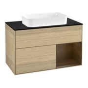 V&B Waschtischunterschrank Wandbeleuchtung Finion 100x60,3 cm, Reg re wal ven, Oak Veneer