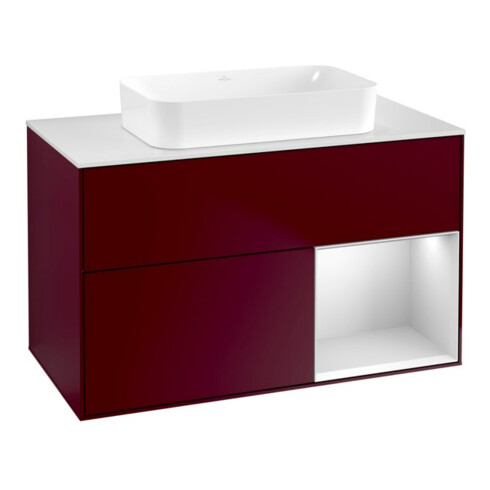 V&B Waschtischunterschrank Wandbeleuchtung Finion 100x60,3 cm, Reg re wh. m Lac, Peo Matt