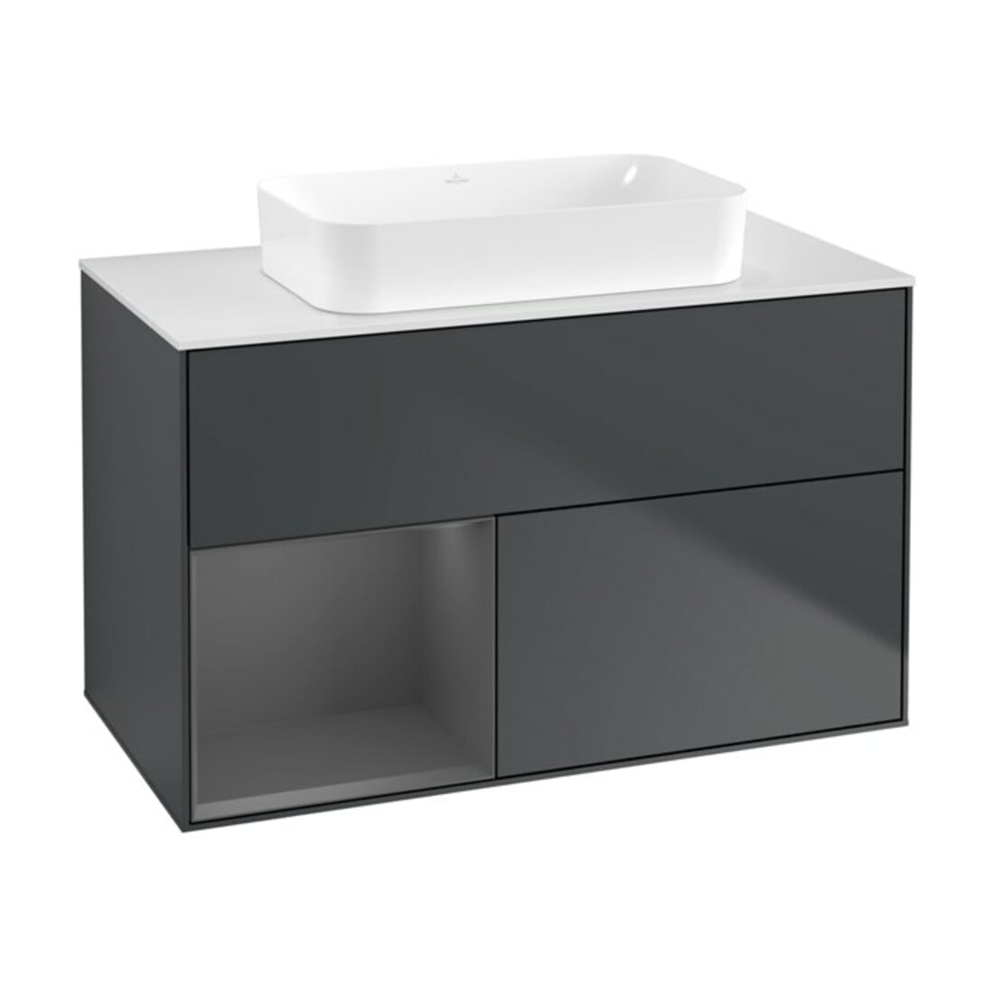 V&B Waschtischunterschrank Wandbeleuchtung Finion 100x60,3 cm, Rg l A m, md bl. m Lac