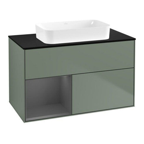 V&B Waschtischunterschrank Wandbeleuchtung Finion 100x60,3 cm, Rg l Anthrac. m, Oli. m Lac