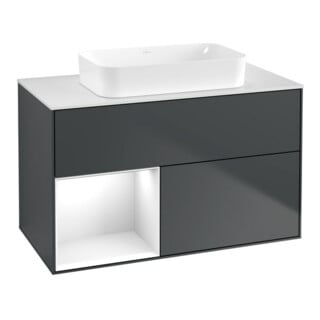 V&B Waschtischunterschrank Wandbeleuchtung Finion 100x60,3 cm, Rg l g w Lac, md bl. m Lac