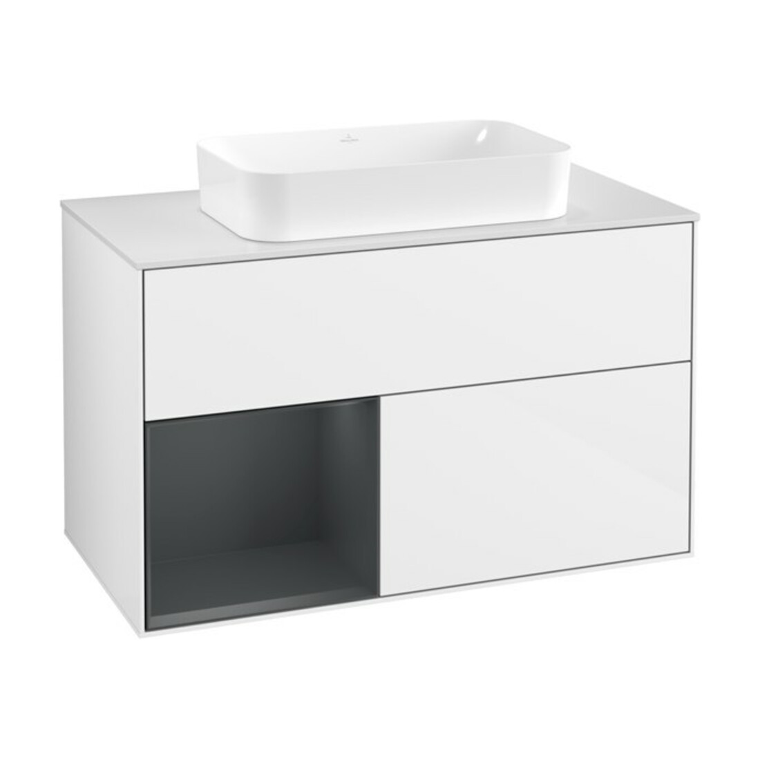 V&B Waschtischunterschrank Wandbeleuchtung Finion 100x60,3 cm, Rg l md b m La, glo wh. Lac