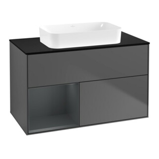 V&B Waschtischunterschrank Wandbeleuchtung Finion 100x60,3 cm, Rg l md b m Lac, Anthrac. m