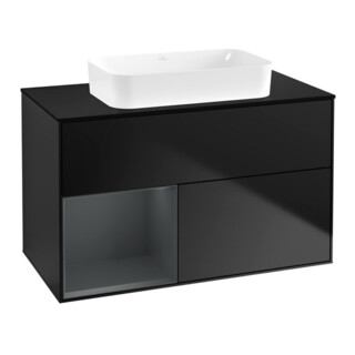V&B Waschtischunterschrank Wandbeleuchtung Finion 100x60,3 cm, Rg l md b m Lac, bla m Lac