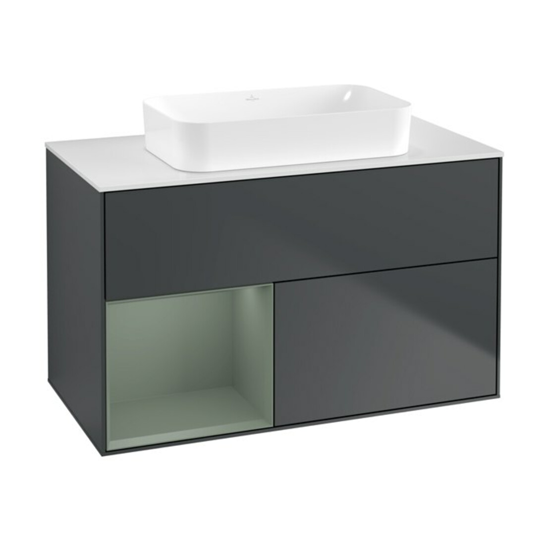 V&B Waschtischunterschrank Wandbeleuchtung Finion 100x60,3 cm, Rg l Ol m Lac, md bl. m Lac