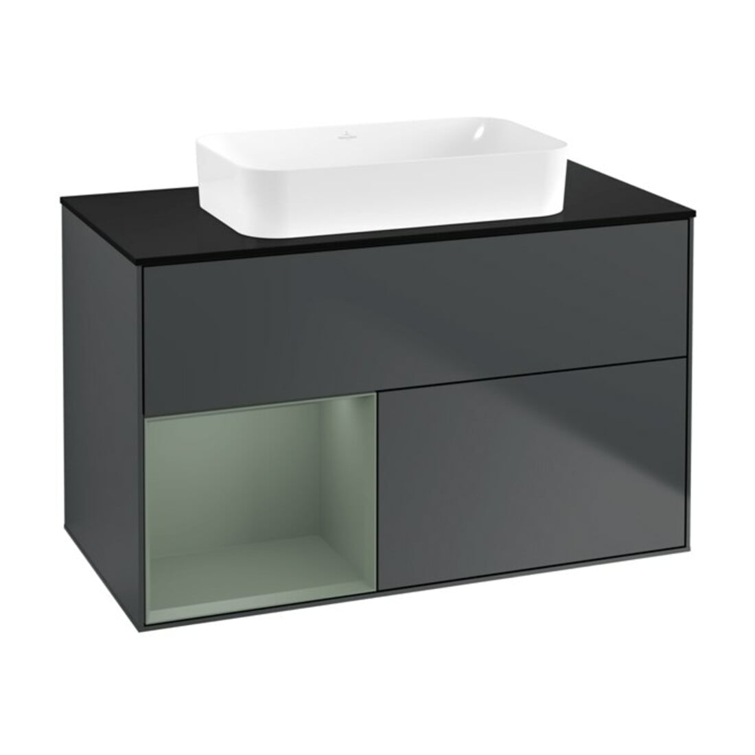 V&B Waschtischunterschrank Wandbeleuchtung Finion 100x60,3 cm, Rg l Ol m Lac, md bl. m Lac