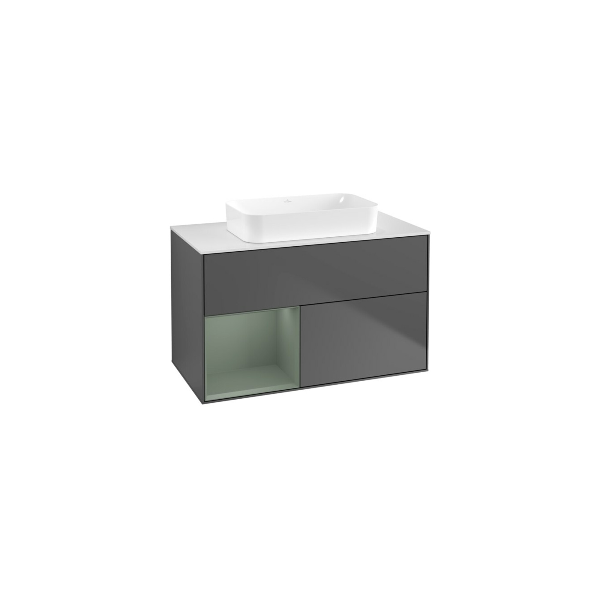 V&B Waschtischunterschrank Wandbeleuchtung Finion 100x60,3 cm, Rg l Oli. m Lac, Anthrac. m ; Villeroy & Boch