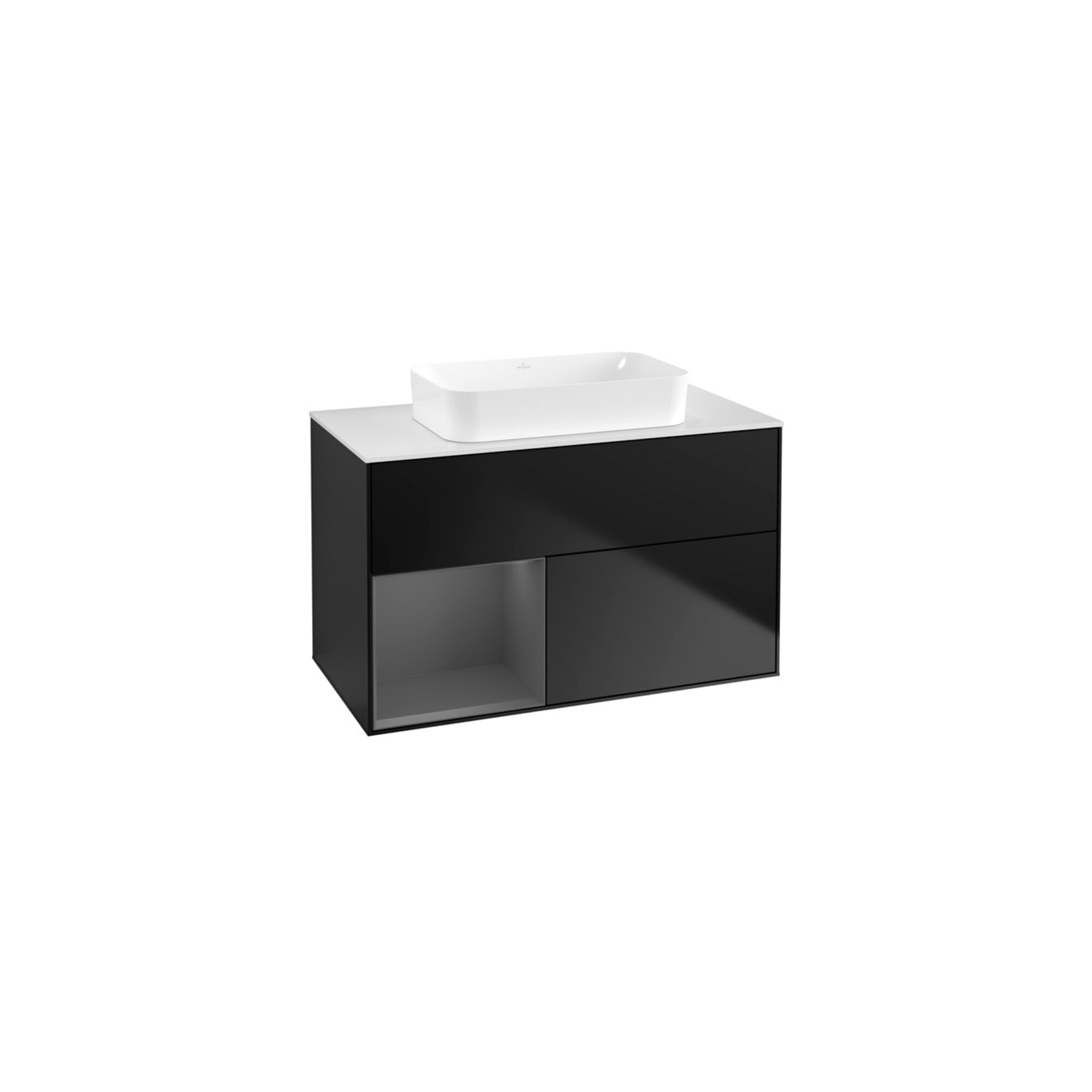 V&B Waschtischunterschrank Wandbeleuchtung Finion 100x60,3 cm, Rg li Anthrac. m, bla m Lac ; Villeroy & Boch