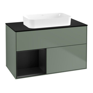 V&B Waschtischunterschrank Wandbeleuchtung Finion 100x60,3 cm, Rg li bla m Lac, Oli. m Lac