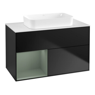 V&B Waschtischunterschrank Wandbeleuchtung Finion 100x60,3 cm, Rg li Oli. m Lac, bla m Lac