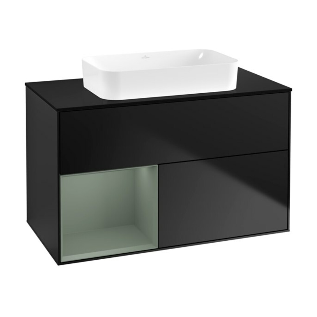 V&B Waschtischunterschrank Wandbeleuchtung Finion 100x60,3 cm, Rg li Oli. m Lac, bla m Lac