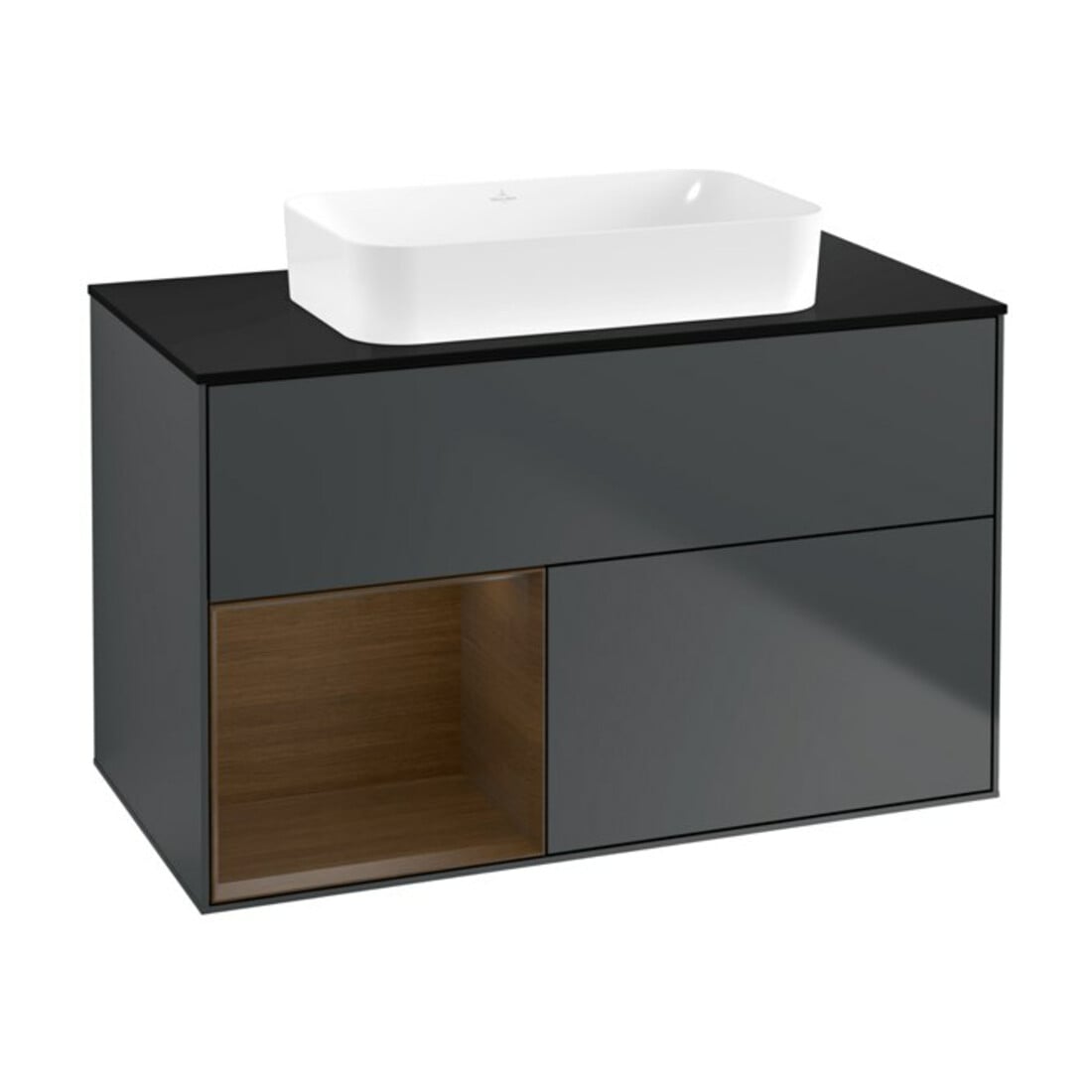 V&B Waschtischunterschrank Wandbeleuchtung Finion 100x60,3 cm, Rg li wal ven, md bl. m Lac