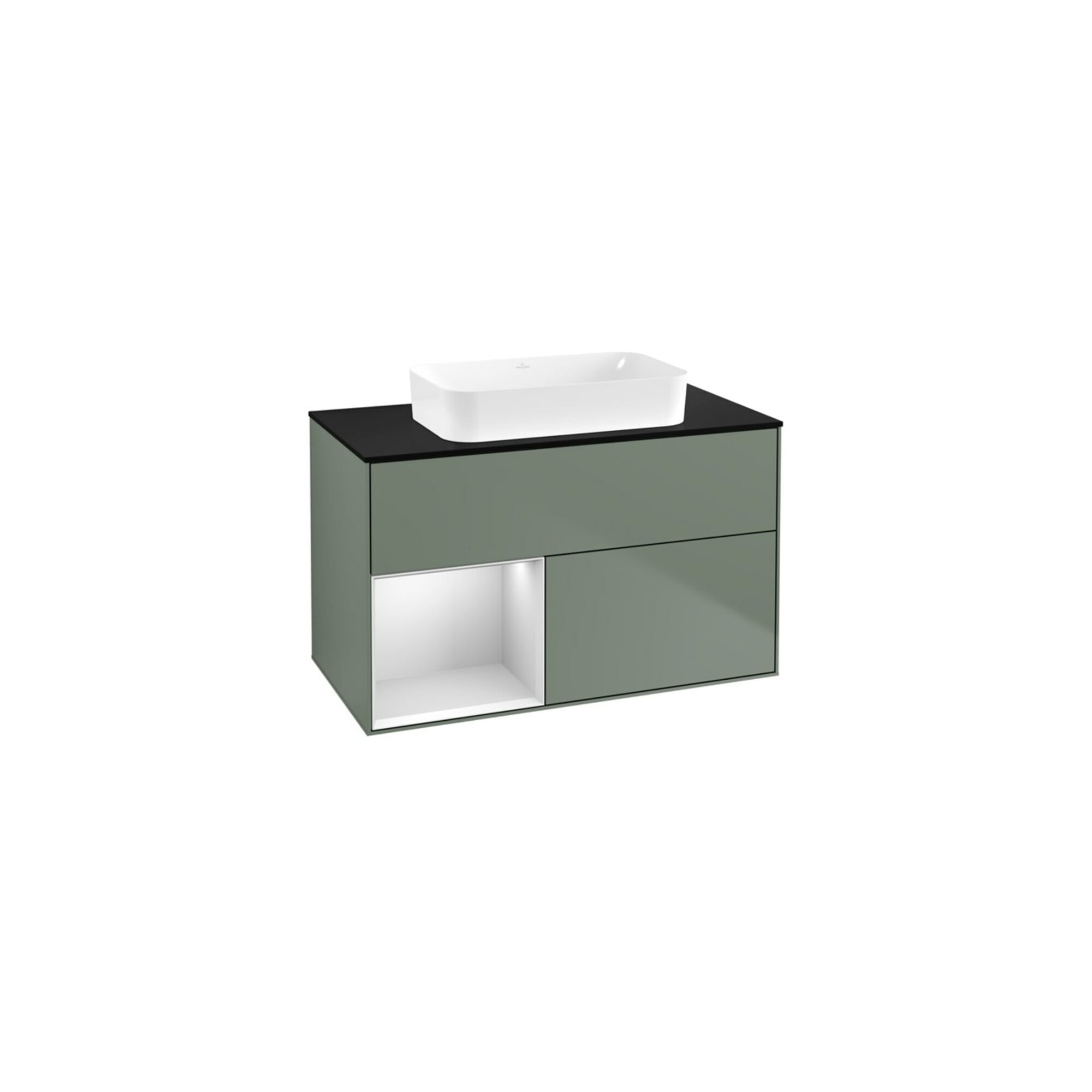 V&B Waschtischunterschrank Wandbeleuchtung Finion 100x60,3 cm, Rg li wh. m Lac, Oli. m Lac ; Villeroy & Boch