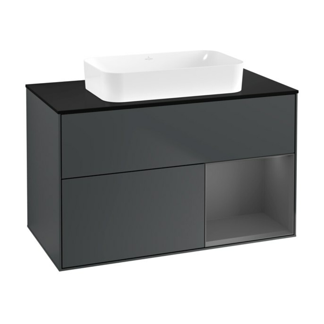 V&B Waschtischunterschrank Wandbeleuchtung Finion 100x60,3 cm, Rg r A m, md bl. m Lac