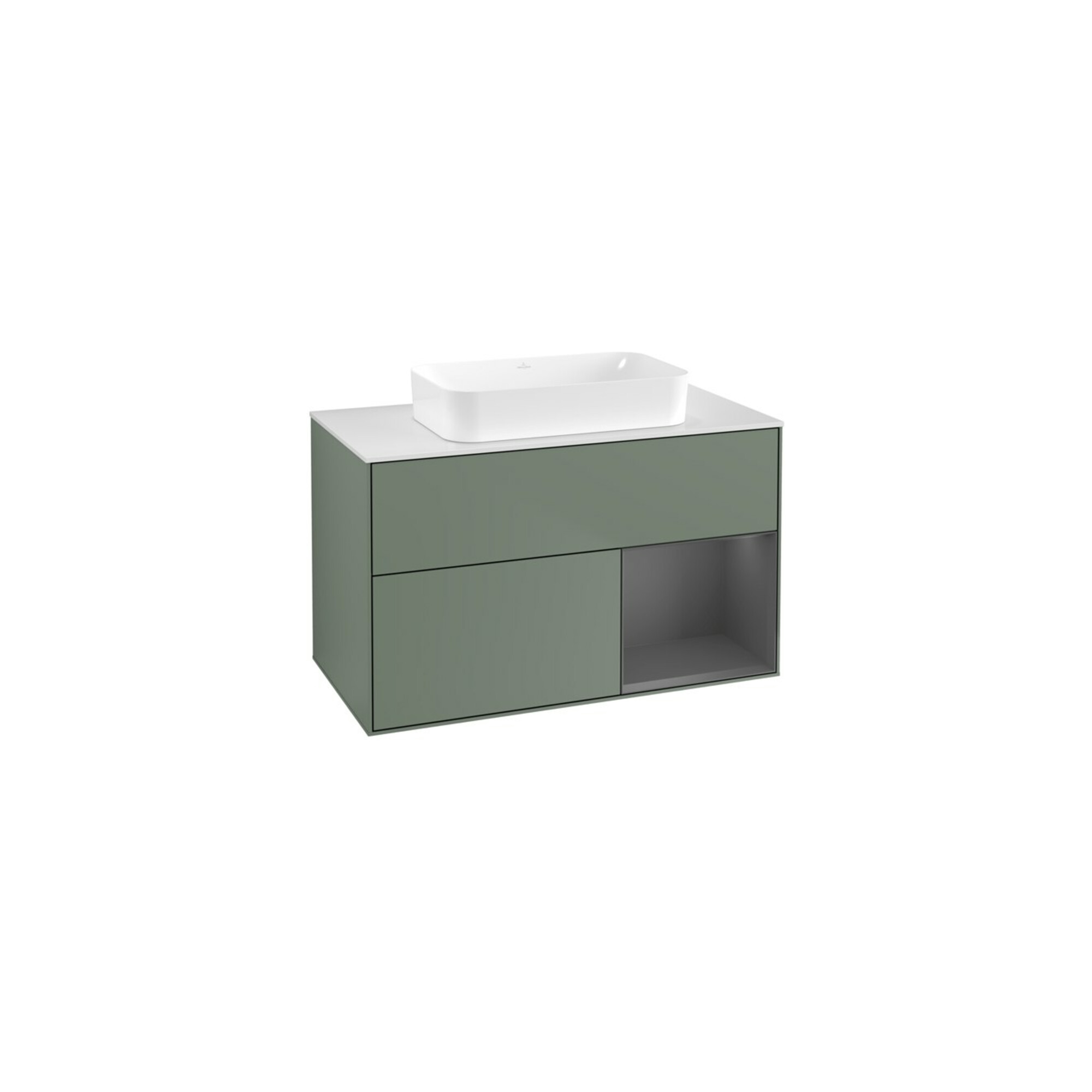 V&B Waschtischunterschrank Wandbeleuchtung Finion 100x60,3 cm, Rg r Anthrac. m, Oli. m Lac ; Villeroy & Boch