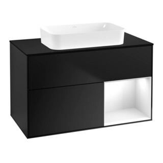 V&B Waschtischunterschrank Wandbeleuchtung Finion 100x60,3 cm, Rg r glo wh. Lac, bla m Lac
