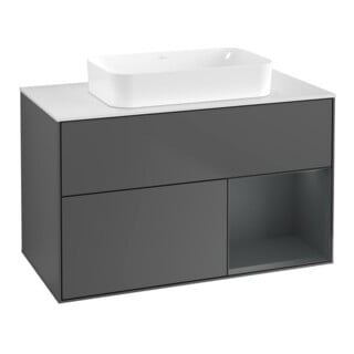 V&B Waschtischunterschrank Wandbeleuchtung Finion 100x60,3 cm, Rg r md b m Lac, Anthrac. m