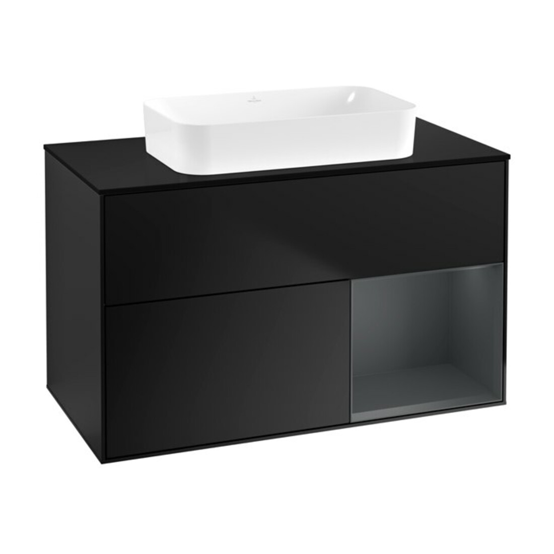 V&B Waschtischunterschrank Wandbeleuchtung Finion 100x60,3 cm, Rg r md b m Lac, bla m Lac