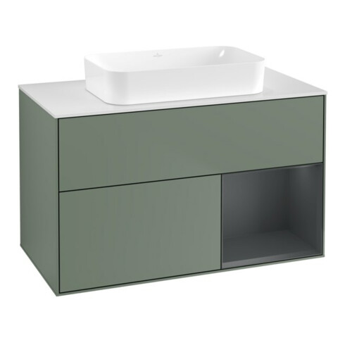 V&B Waschtischunterschrank Wandbeleuchtung Finion 100x60,3 cm, Rg r md b m Lac, Oli. m Lac