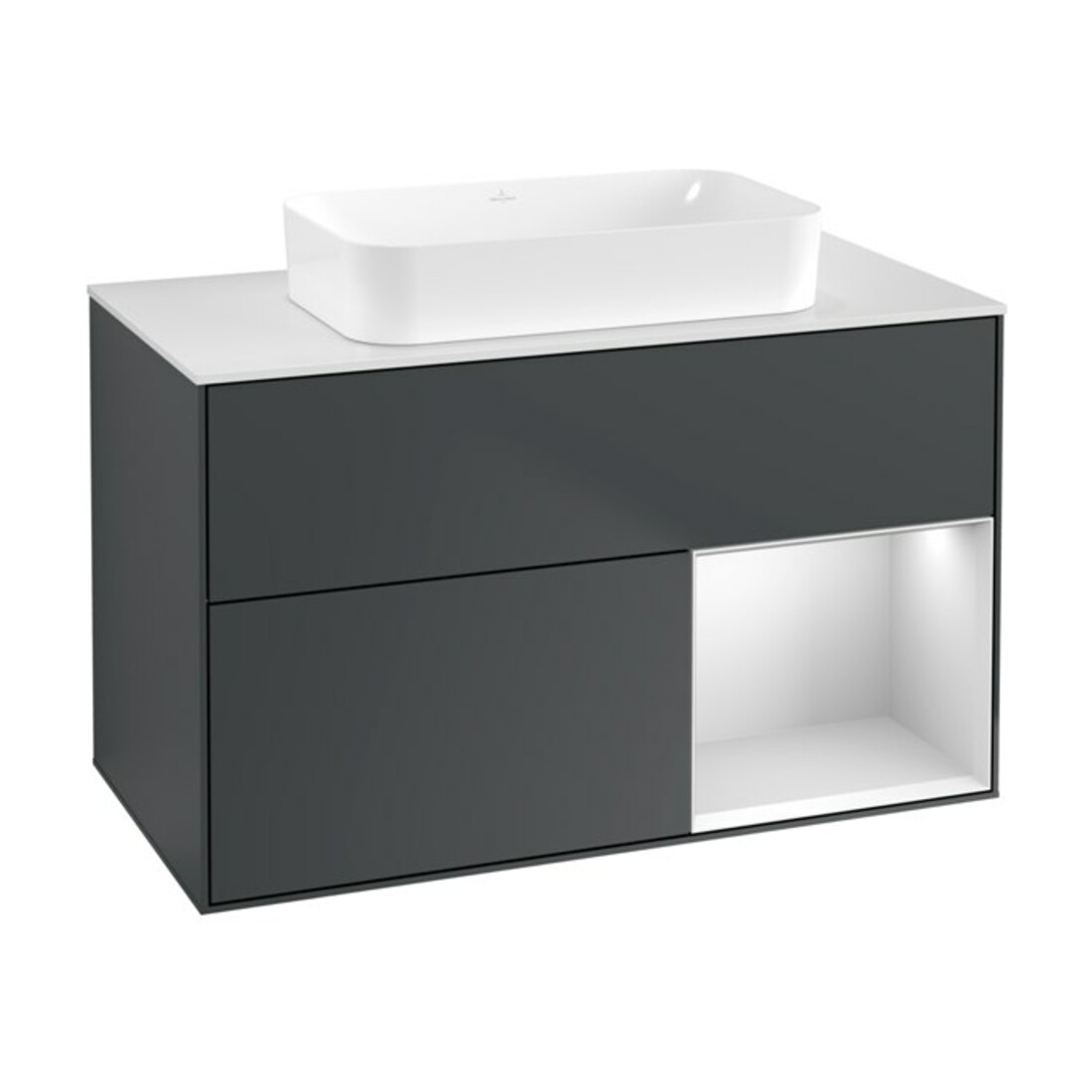 V&B Waschtischunterschrank Wandbeleuchtung Finion 100x60,3 cm, Rg r w m Lac, md bl. m Lac