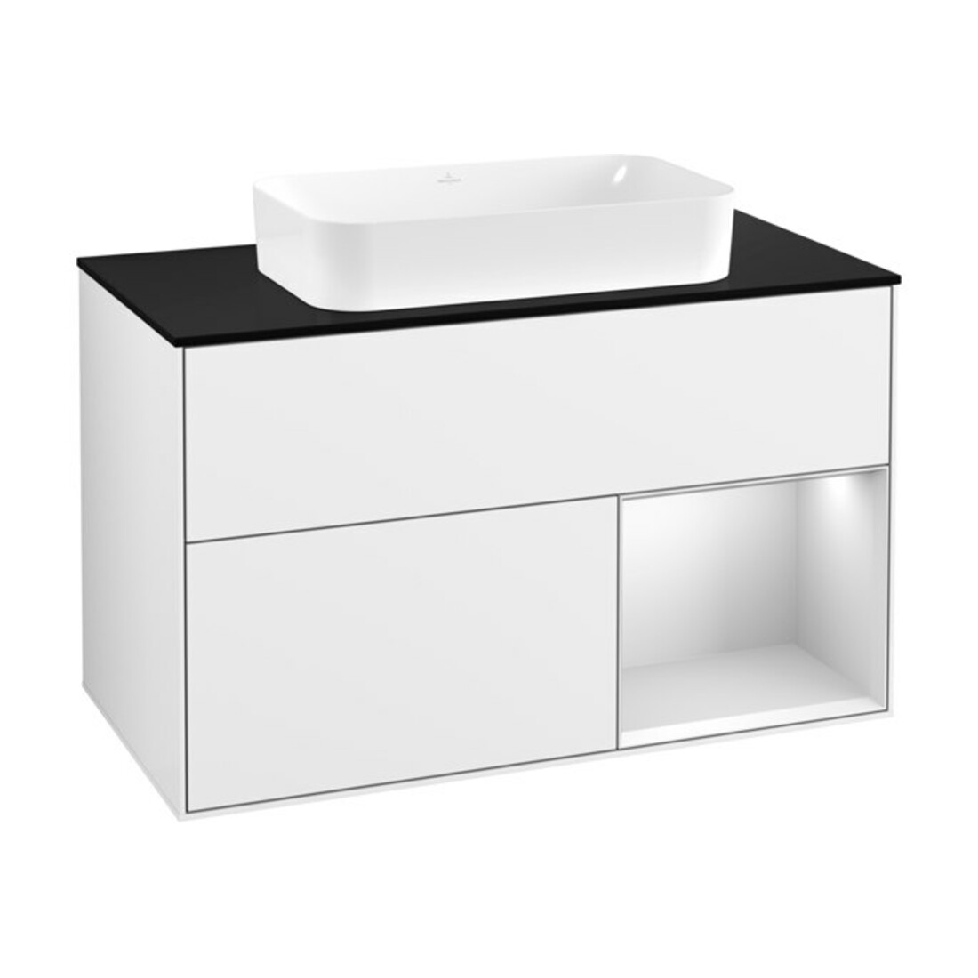 V&B Waschtischunterschrank Wandbeleuchtung Finion 100x60,3 cm, Rg r wh. m Lac, glo wh. Lac