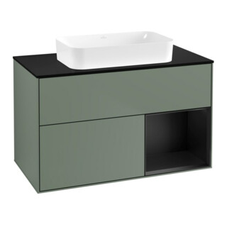 V&B Waschtischunterschrank Wandbeleuchtung Finion 100x60,3 cm, Rg re bla m Lac, Oli. m Lac