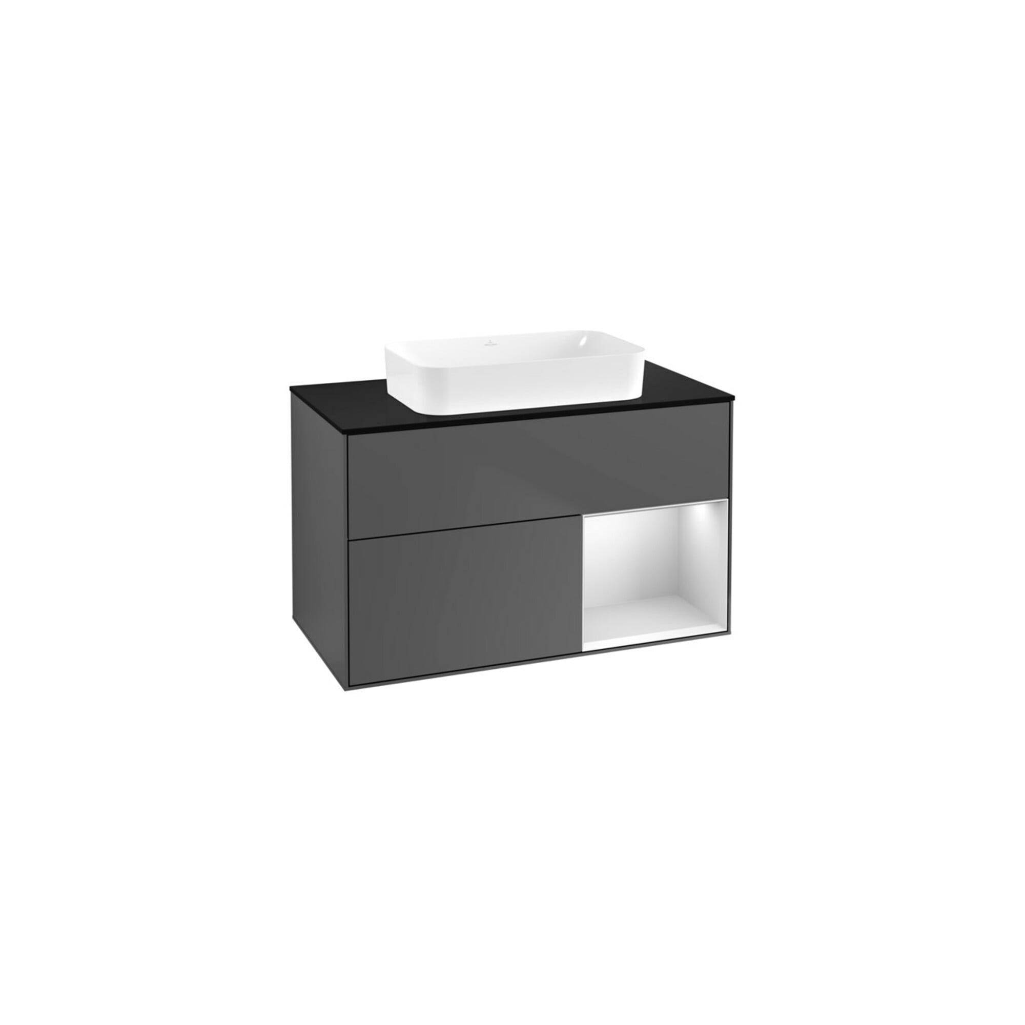 V&B Waschtischunterschrank Wandbeleuchtung Finion 100x60,3 cm, Rg re wh. m Lac, Anthrac. m ; Villeroy & Boch