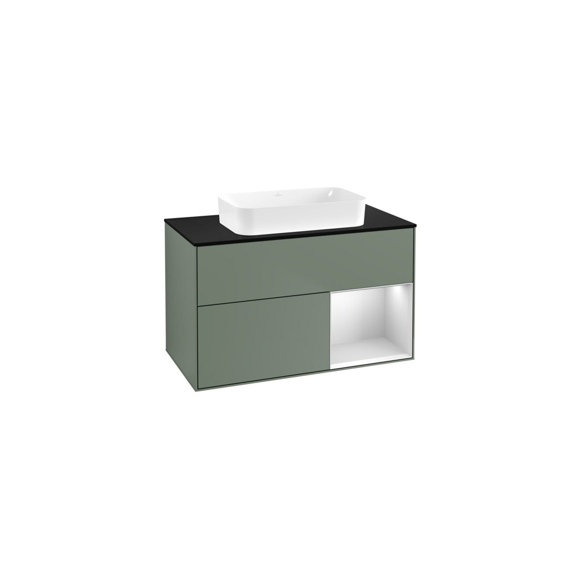 V&B Waschtischunterschrank Wandbeleuchtung Finion 100x60,3 cm, Rg re wh. m Lac, Oli. m Lac ; Villeroy & Boch