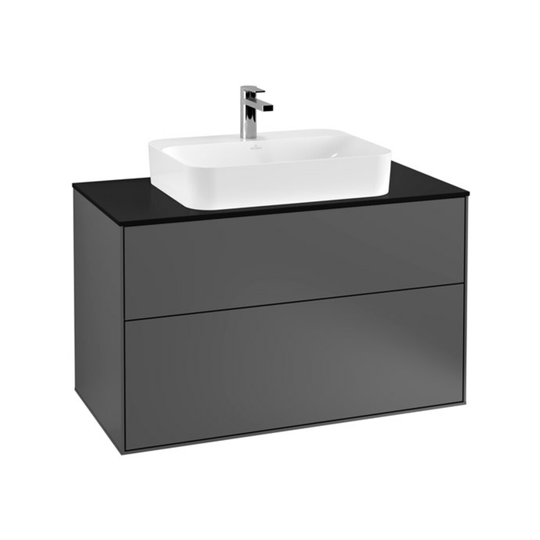 V&B Waschtischunterschrank Wandbeleuchtung Finion 100x60,3cm, Abd.-Pl. bla m, Anthrac. m