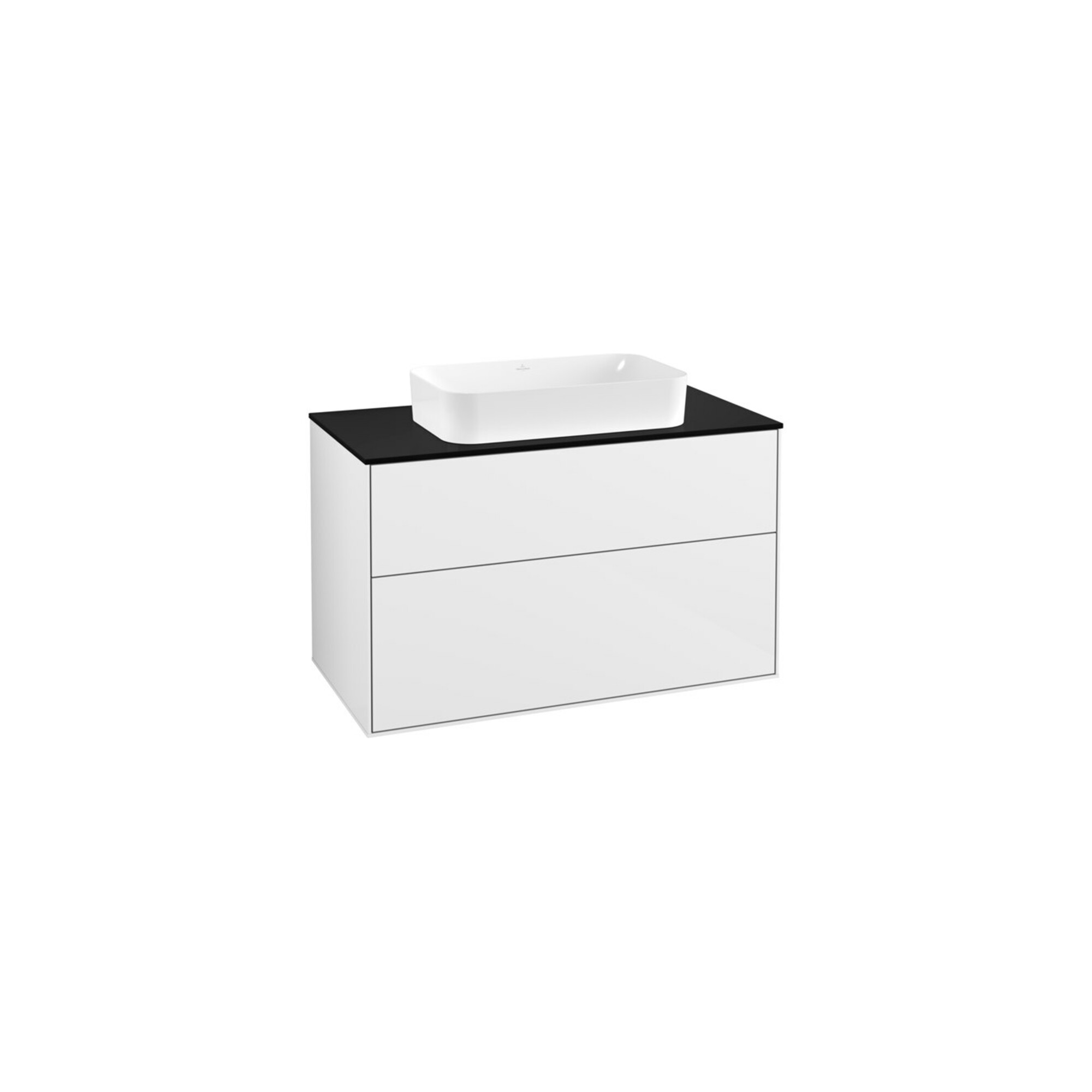 V&B Waschtischunterschrank Wandbeleuchtung Finion 100x60,3cm, Abd.-Pl. bla m, glo wh. Lac ; Villeroy & Boch