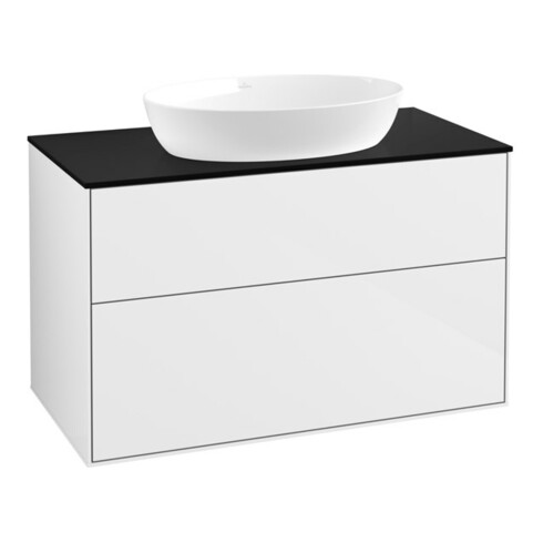 V&B Waschtischunterschrank Wandbeleuchtung Finion 100x60,3cm, Abd.-Pl. bla m, glo wh. Lac