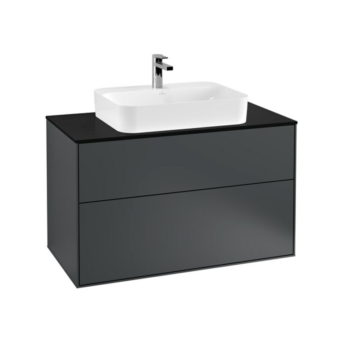 V&B Waschtischunterschrank Wandbeleuchtung Finion 100x60,3cm, Abd.-Pl. bla m, md bl. m Lac