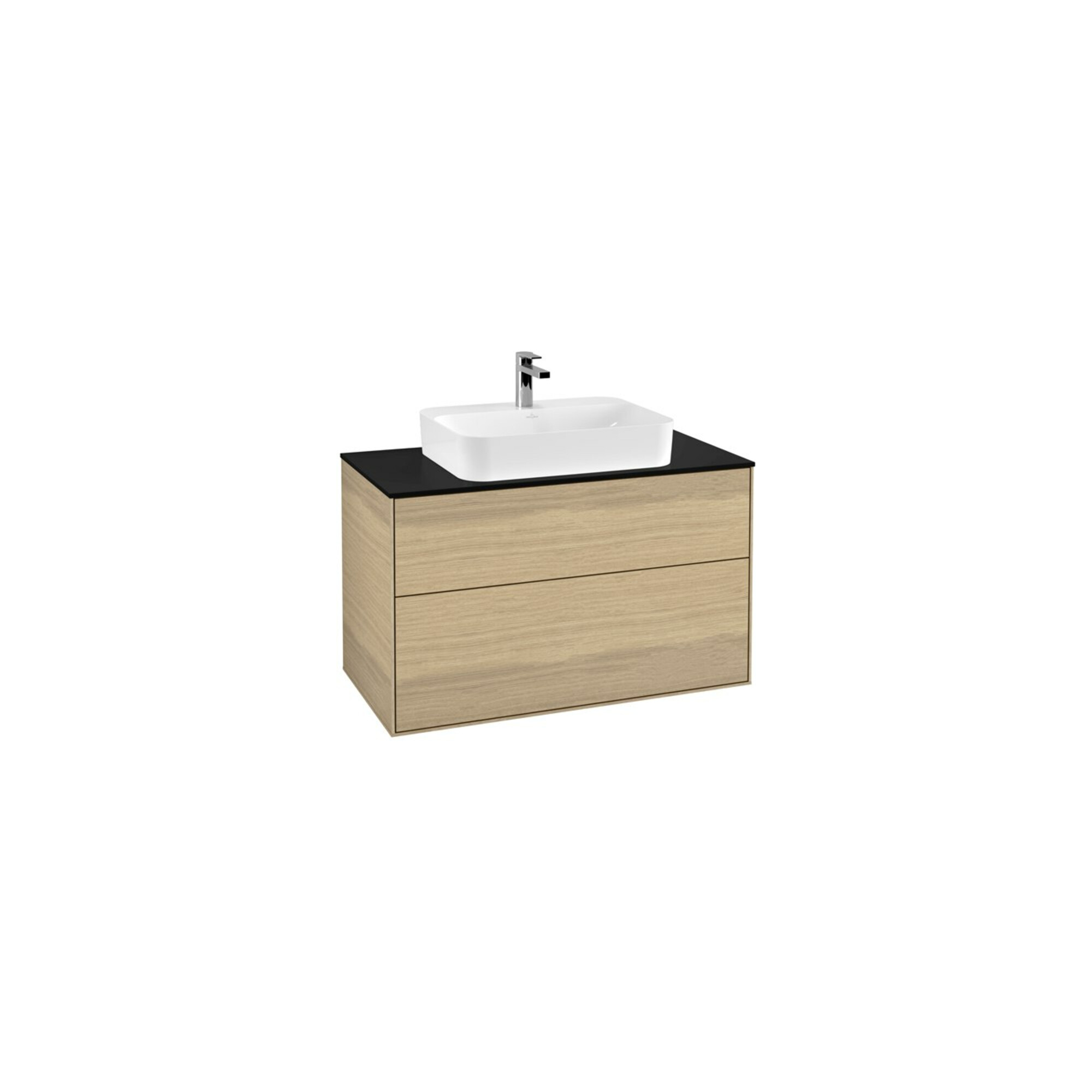 V&B Waschtischunterschrank Wandbeleuchtung Finion 100x60,3cm, Abd.-Pl. bla m, Oak Veneer ; Villeroy & Boch