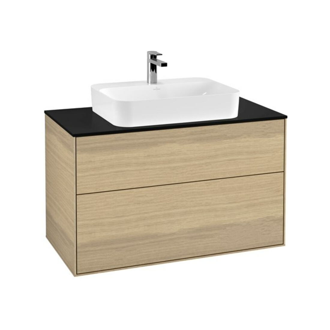 V&B Waschtischunterschrank Wandbeleuchtung Finion 100x60,3cm, Abd.-Pl. bla m, Oak Veneer