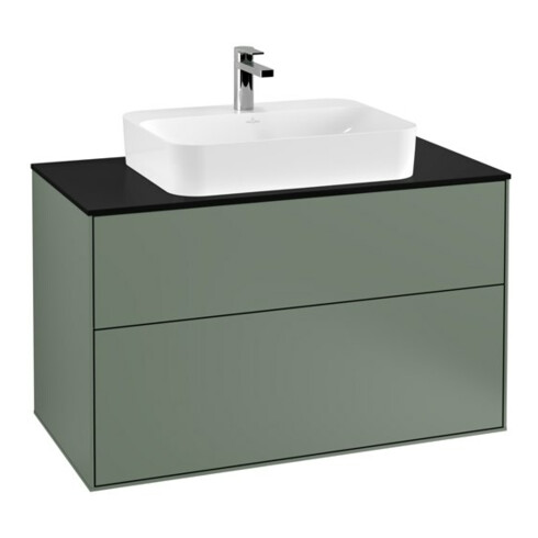 V&B Waschtischunterschrank Wandbeleuchtung Finion 100x60,3cm, Abd.-Pl. bla m, Oli. m Lac