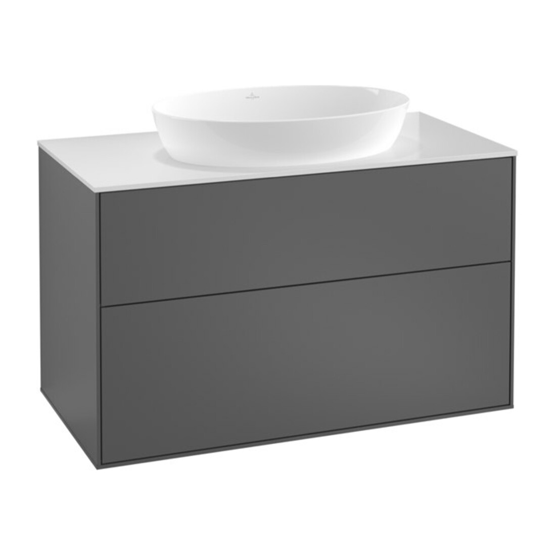 V&B Waschtischunterschrank Wandbeleuchtung Finion 100x60,3cm, Abd.-Pl. bla m, si Gr m Lac