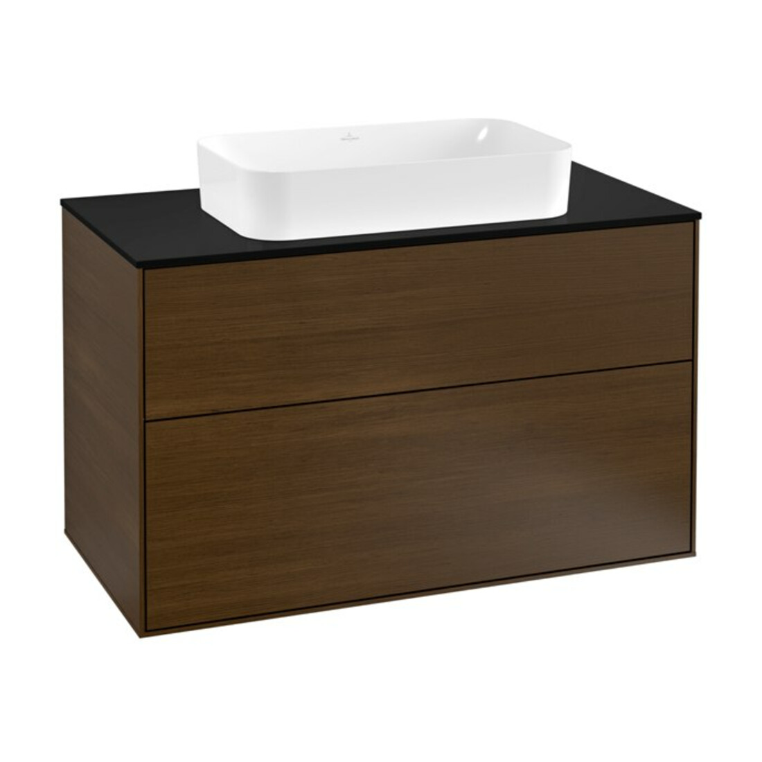 V&B Waschtischunterschrank Wandbeleuchtung Finion 100x60,3cm, Abd.-Pl. bla m, wal veneer