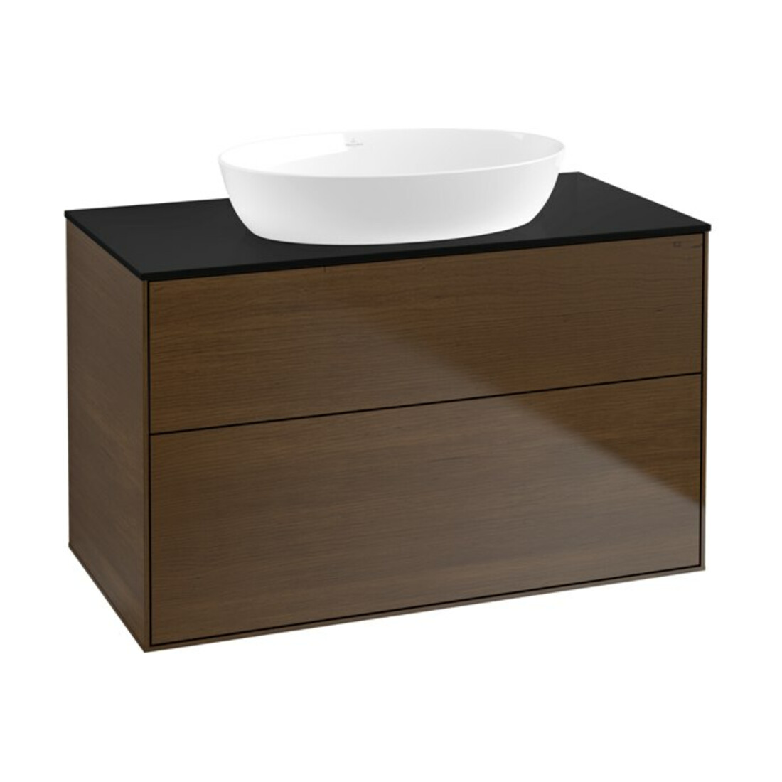 V&B Waschtischunterschrank Wandbeleuchtung Finion 100x60,3cm, Abd.-Pl. bla m, wal veneer