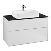 V&B Waschtischunterschrank Wandbeleuchtung Finion 100x60,3cm, Abd.-Pl. bla m, wh. m Lac