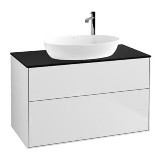 V&B Waschtischunterschrank Wandbeleuchtung Finion 100x60,3cm, Abd.-Pl. bla m, wh. m Lac