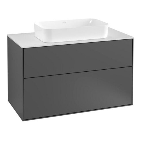 V&B Waschtischunterschrank Wandbeleuchtung Finion 100x60,3cm, Abd.-Pl. wh. m, Anthrac. m