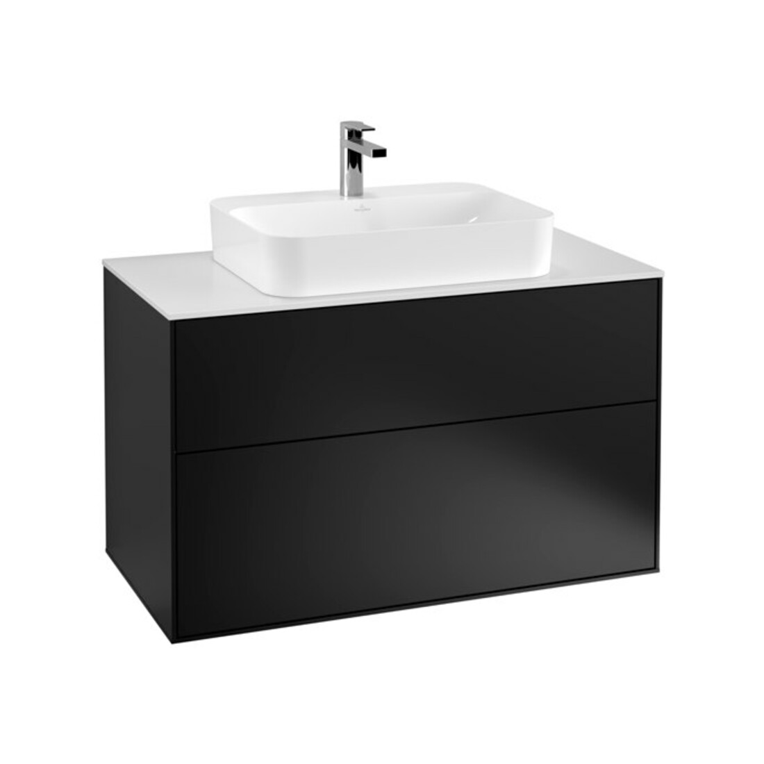 V&B Waschtischunterschrank Wandbeleuchtung Finion 100x60,3cm, Abd.-Pl. wh. m, bla m Lac