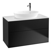 V&B Waschtischunterschrank Wandbeleuchtung Finion 100x60,3cm, Abd.-Pl. wh. m, bla m Lac
