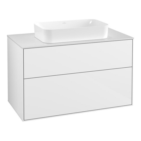 V&B Waschtischunterschrank Wandbeleuchtung Finion 100x60,3cm, Abd.-Pl. wh. m, glo wh. Lac
