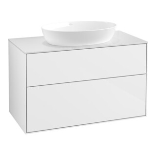 V&B Waschtischunterschrank Wandbeleuchtung Finion 100x60,3cm, Abd.-Pl. wh. m, glo wh. Lac