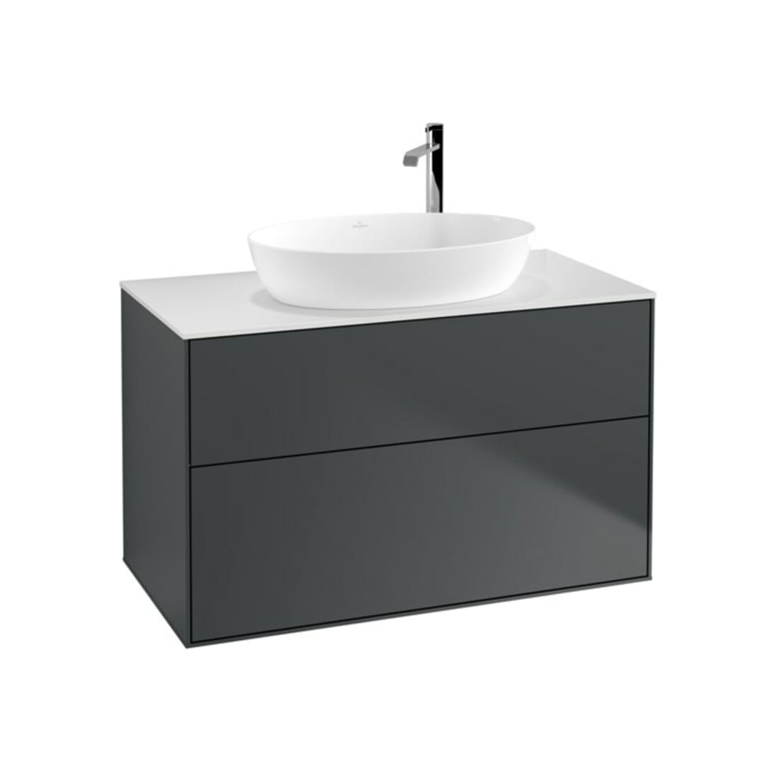 V&B Waschtischunterschrank Wandbeleuchtung Finion 100x60,3cm, Abd.-Pl. wh. m, md bl. m Lac